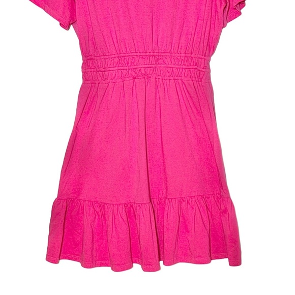 NWT J. Crew Factory Pink V-Neck Cotton Knit Tie-Waist Tiered Mini Dress, Small - Picture 10 of 13